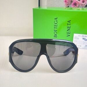 Bottega Veneta Black Shield Sunglasses with Gray Gradient Lenses